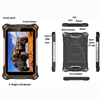 IP68 Android Rugged Tablet PC 8 Inch MTK6762 Octa-Core 5M 13M Cameras 10000mah Battery