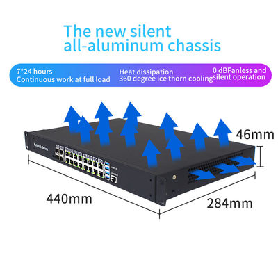 1U rackmount  Intel® B365 16 Gigabit LAN 4 Gigabit  fiber optical SFP firewall PC appliance