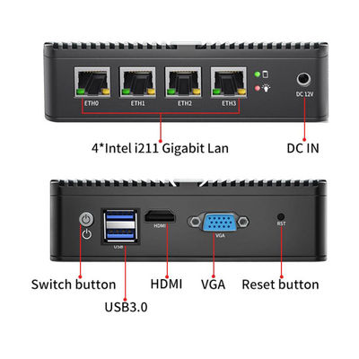 Firewall Industrial Fanless Mini Pc Appliance J4125 4 Gigabit LAN Soft Router Support PFsense