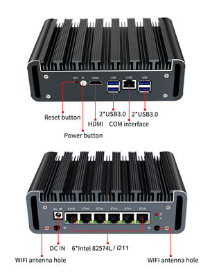 Quad core 8th Gen i5-8250U / i7-8550U 6 Gigabit LAN Firewall mini PC Industrial Computer PFsense