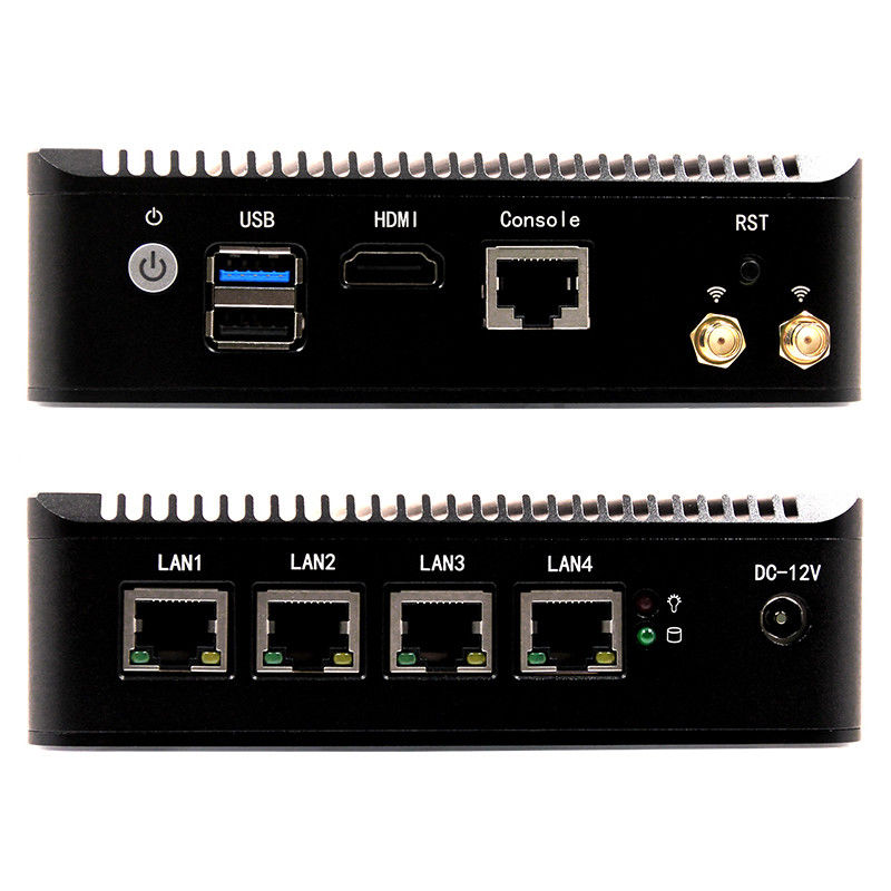 4 Gigabit LAN Fanless Firewall PC Quad Core Atom Bay Trail E3845 Support Mikrotik PFsense