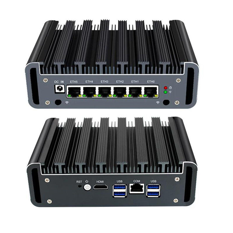 3865U 3867U Firewall PC , Industrial Fanless Mini Pc 6 Gigabit LAN DDR4 RAM